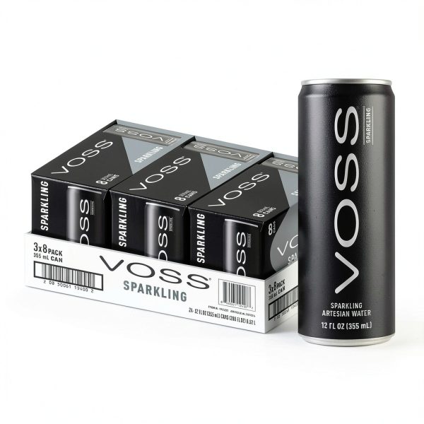 VOSS Sparkling Water 24 Slim Cans Pure Artesian Hydration-0