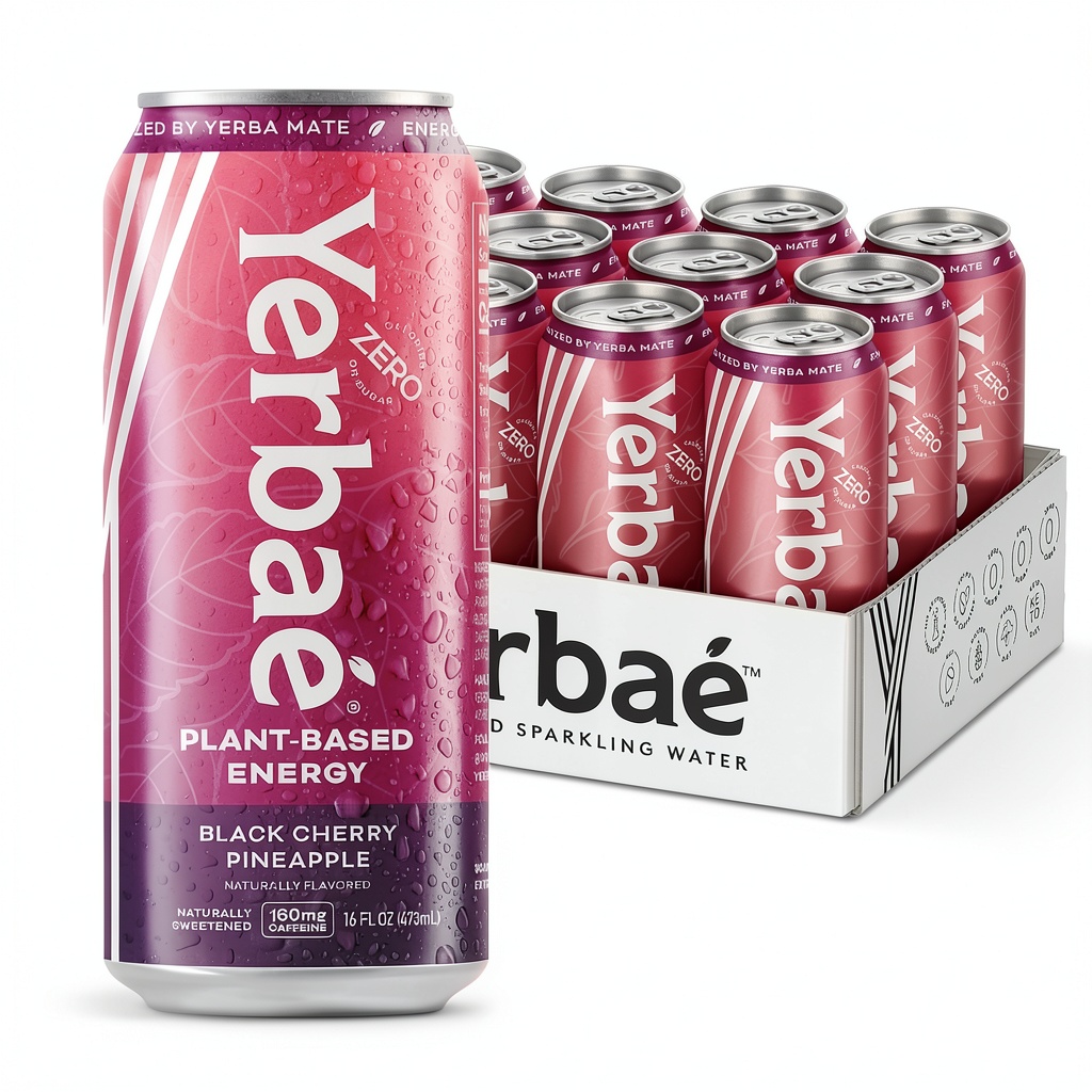 Yerbae Energy Drinks in assorted flavors on a table