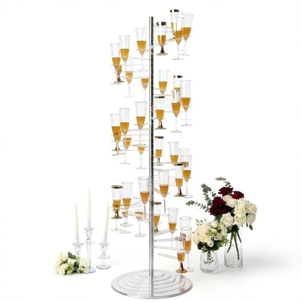 Flute Stand TABLECLOTHSFACTORY Clear Metal-4