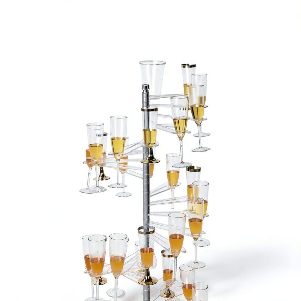 Flute Stand TABLECLOTHSFACTORY Clear Metal-8