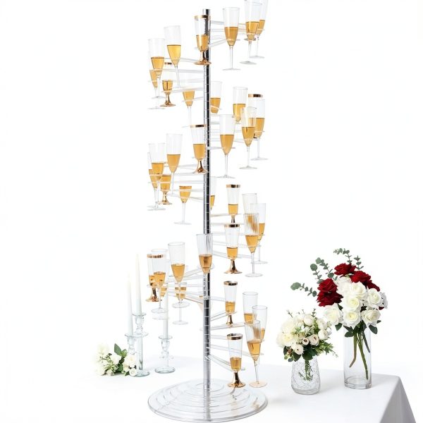 Flute Stand TABLECLOTHSFACTORY Clear Metal-6